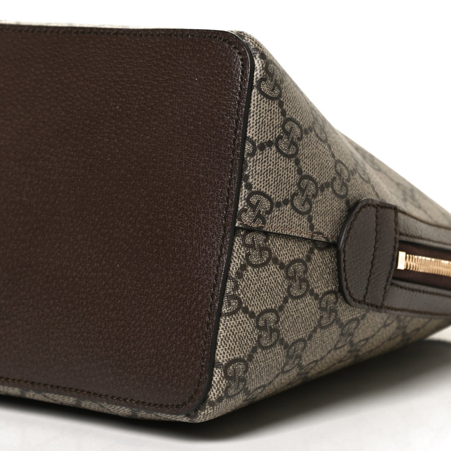 GG Supreme Monogram Web Medium Ophidia Top Handle Dome Bag Brown