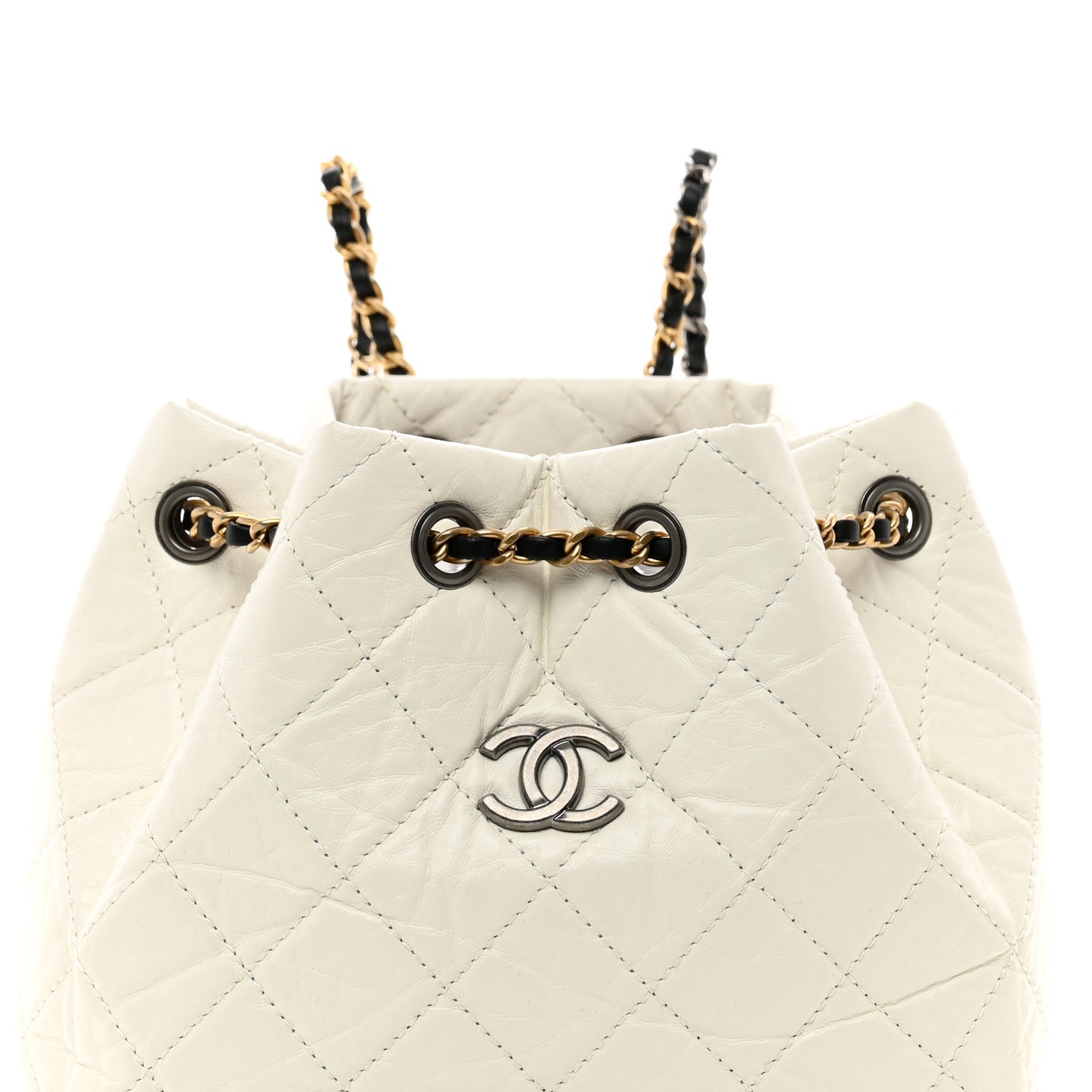 Aged Calfskin Quilted Small Gabrielle Backpack Black White
