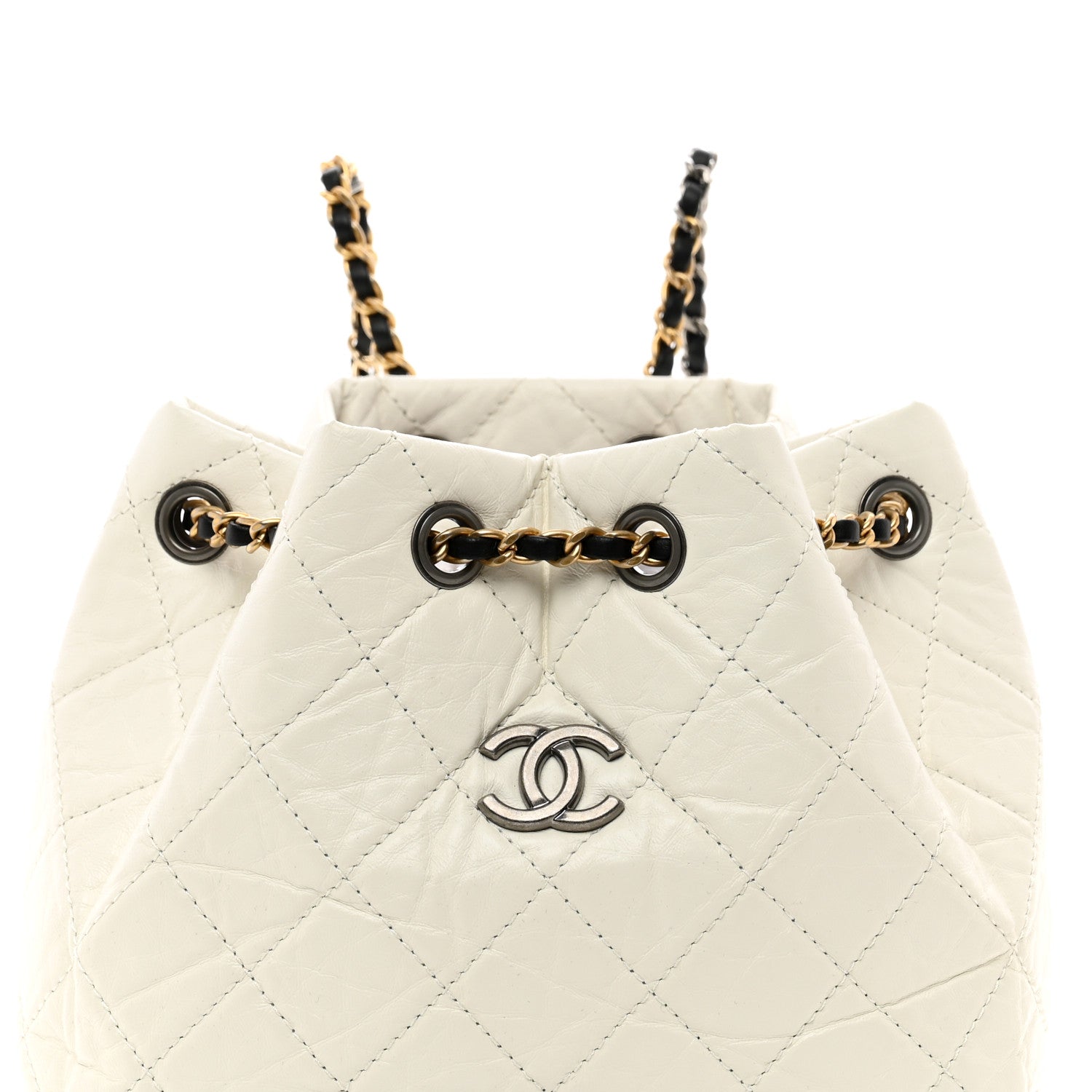 Chanel Aged Calfskin Quilted Small Gabrielle Backpack Black White 5 of 10