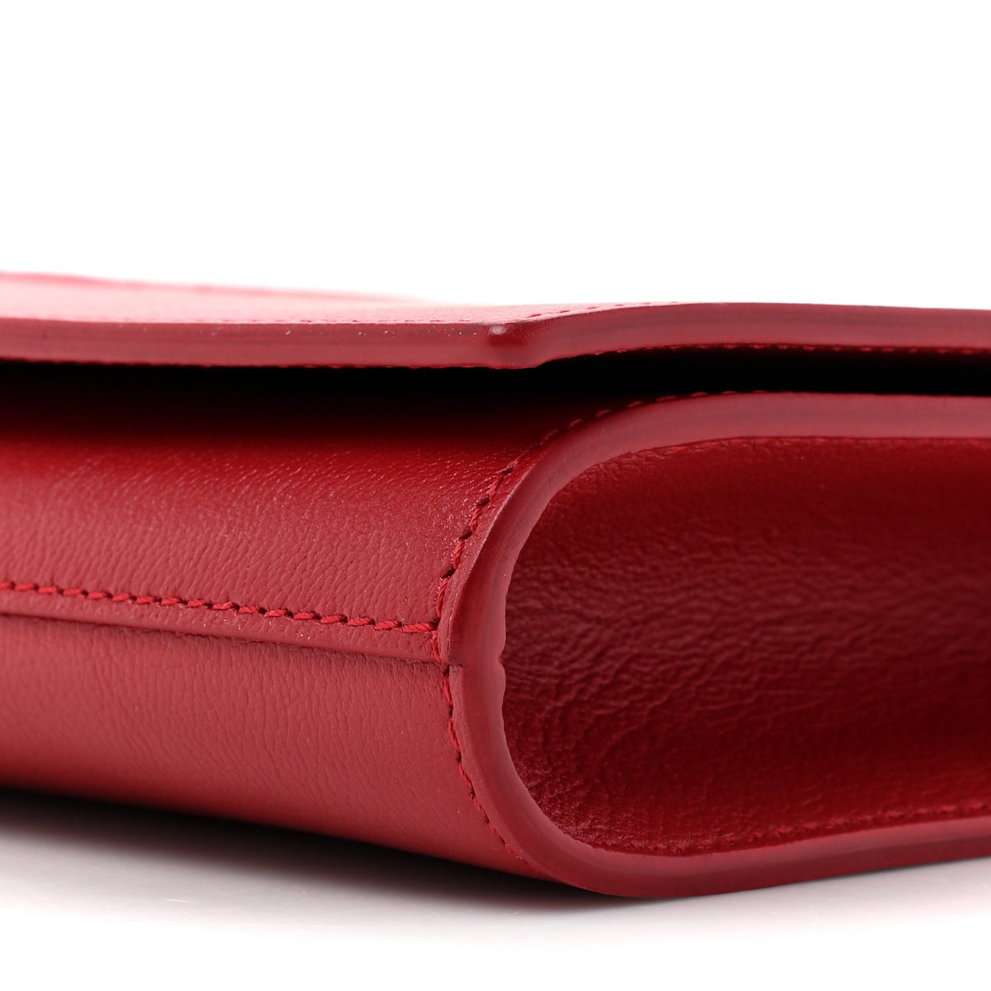 SAINT LAURENT Calfskin Monogram Large Belle De Jour Clutch Red