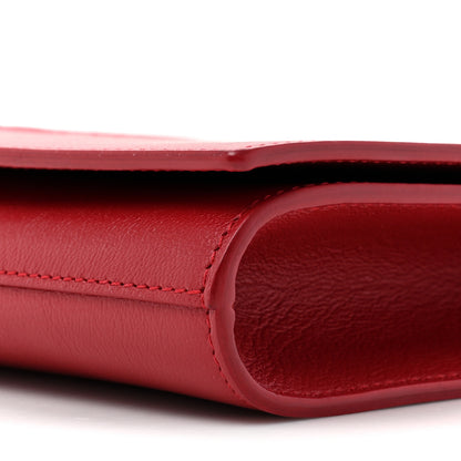Saint Laurent SAINT LAURENT Calfskin Monogram Large Belle De Jour Clutch Red 7 of 12