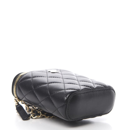 Chanel Lambskin Quilted Small Vertical Coco Beauty Vanity Case With Chain Black 4 of 11