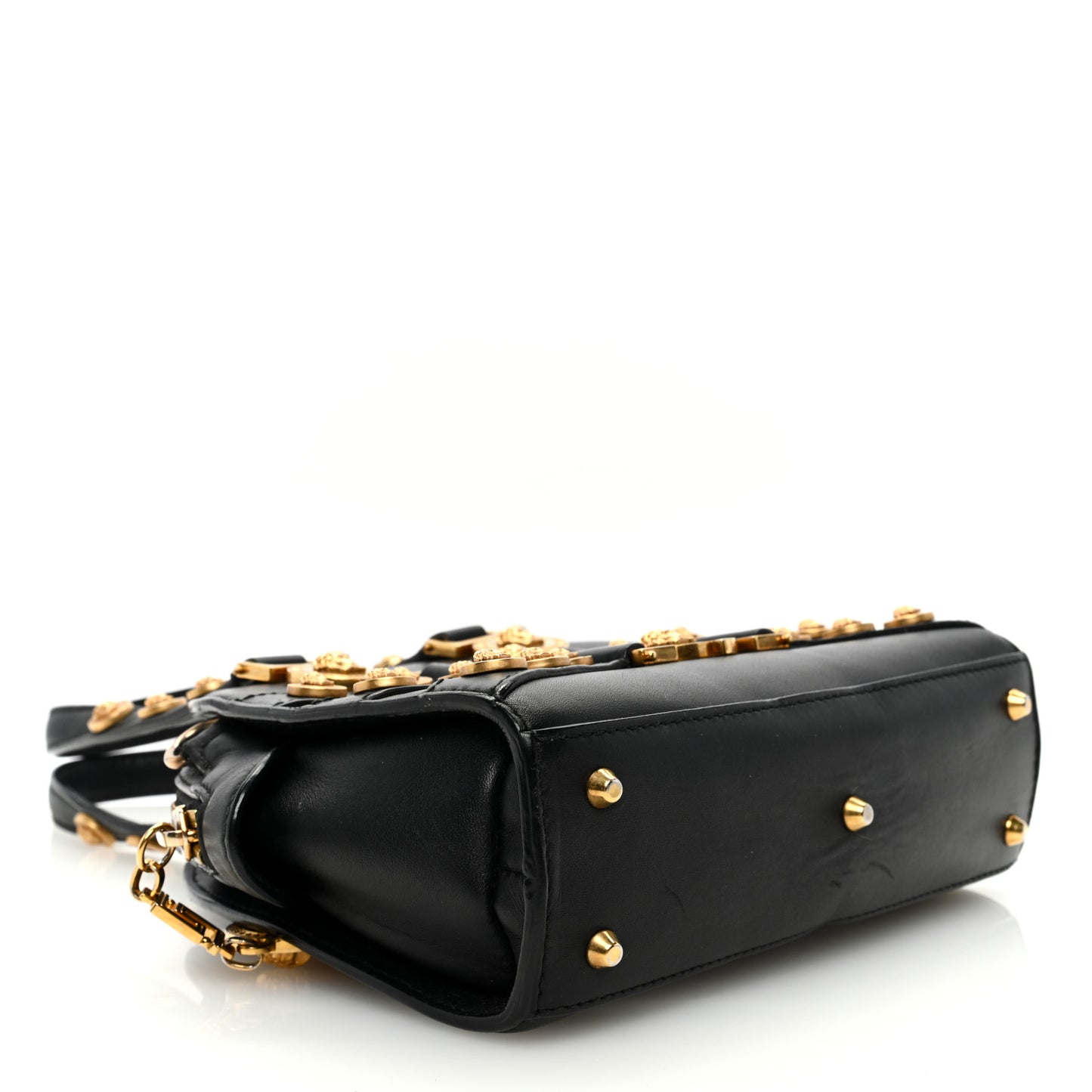 Calfskin Small Medallion Tribute Bowling Bag Black