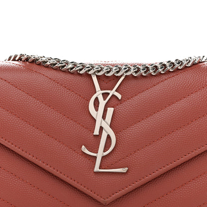 Saint Laurent Grain De Poudre Matelasse Chevron Small Monogram Chain Wallet Blush Fonce 8 of 11