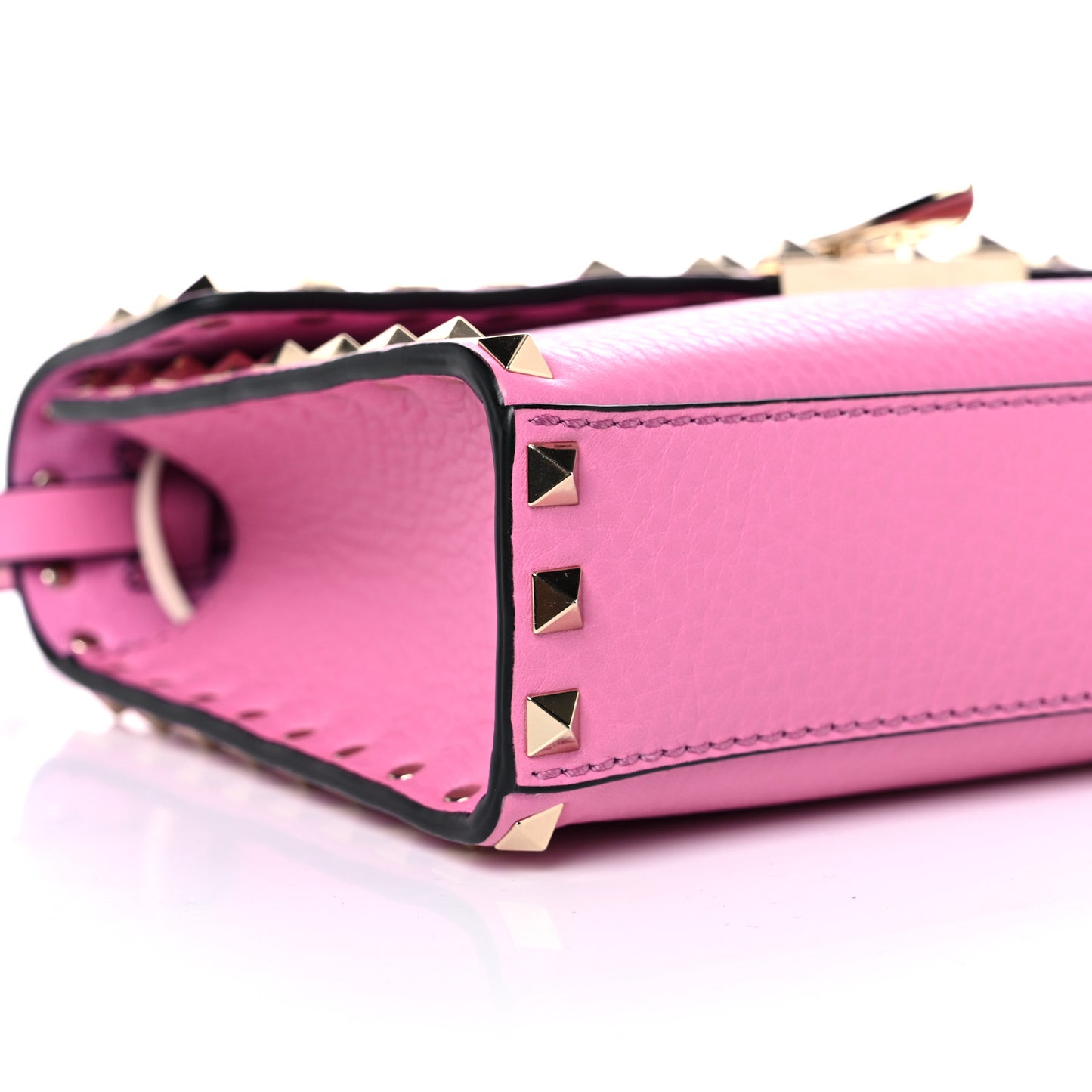 Pebbled Calfskin Medium Rockstud Flip Lock Crossbody Bag Dawn Pink