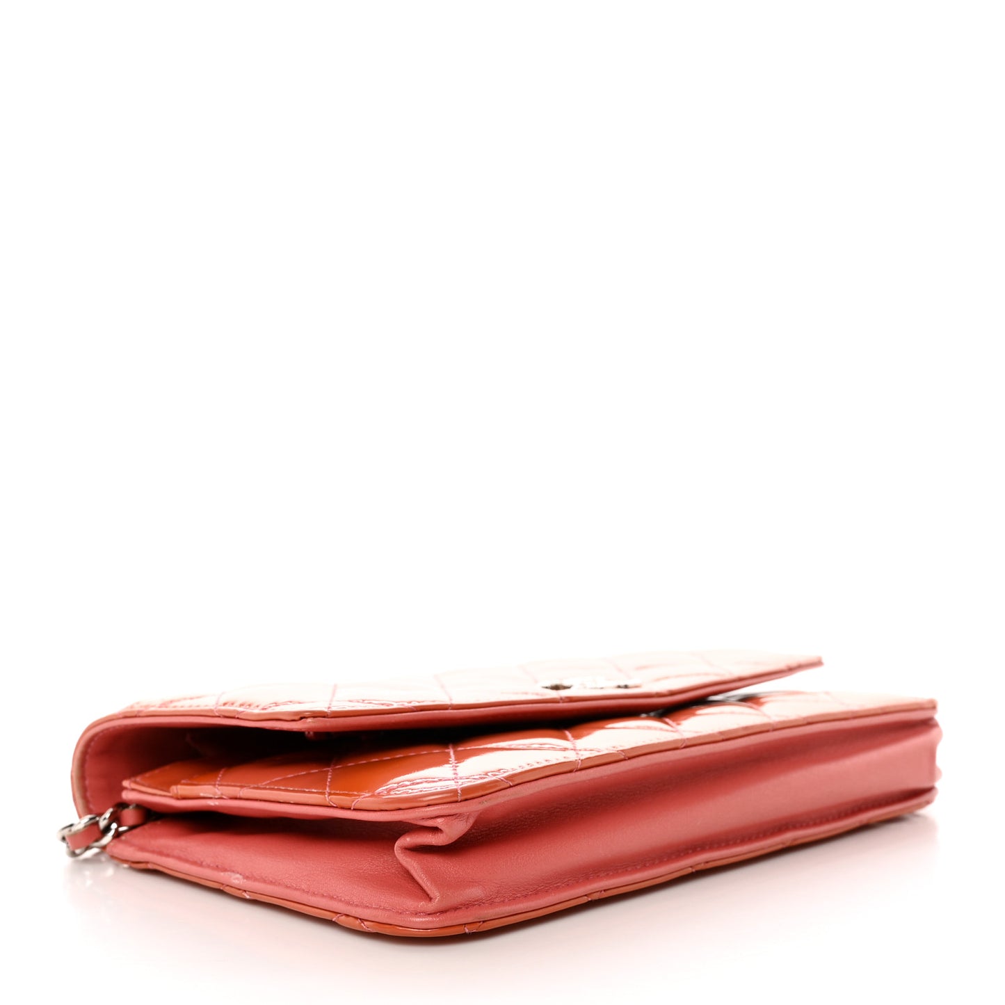 Patent Quilted Wallet On Chain WOC Coral