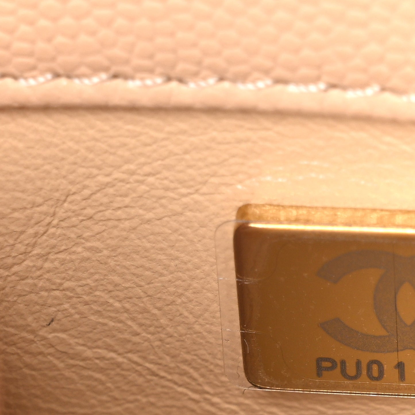 Caviar Quilted Small Coco Handle Flap Beige