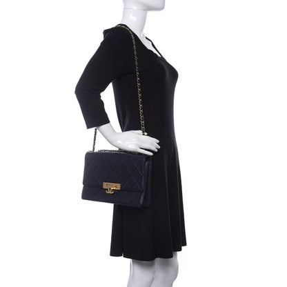 Chanel Lambskin Quilted Large Golden Class Flap Navy 2 of 11