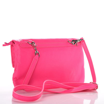 Balenciaga Agneau Classic Silver Hardware Mini Envelope Strap Clutch Rose Fluo 3 of 8