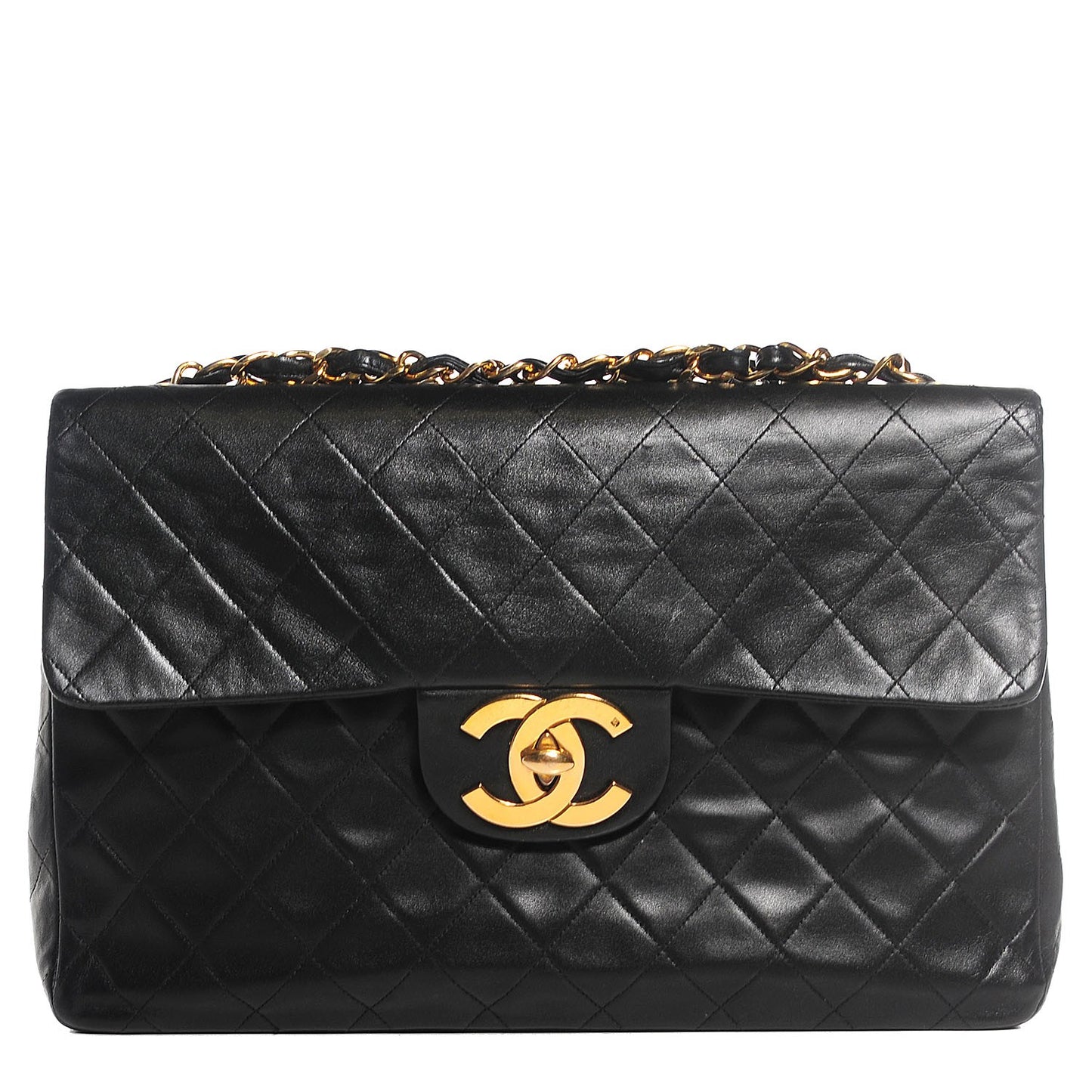 Lambskin Quilted XL Jumbo Flap Black