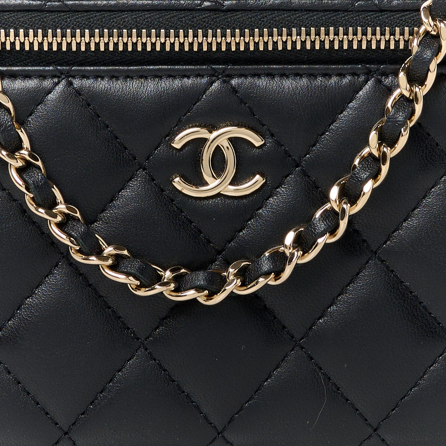 Chanel Lambskin Quilted Small Top Handle Vanity Case With Chain Black 8 of 13