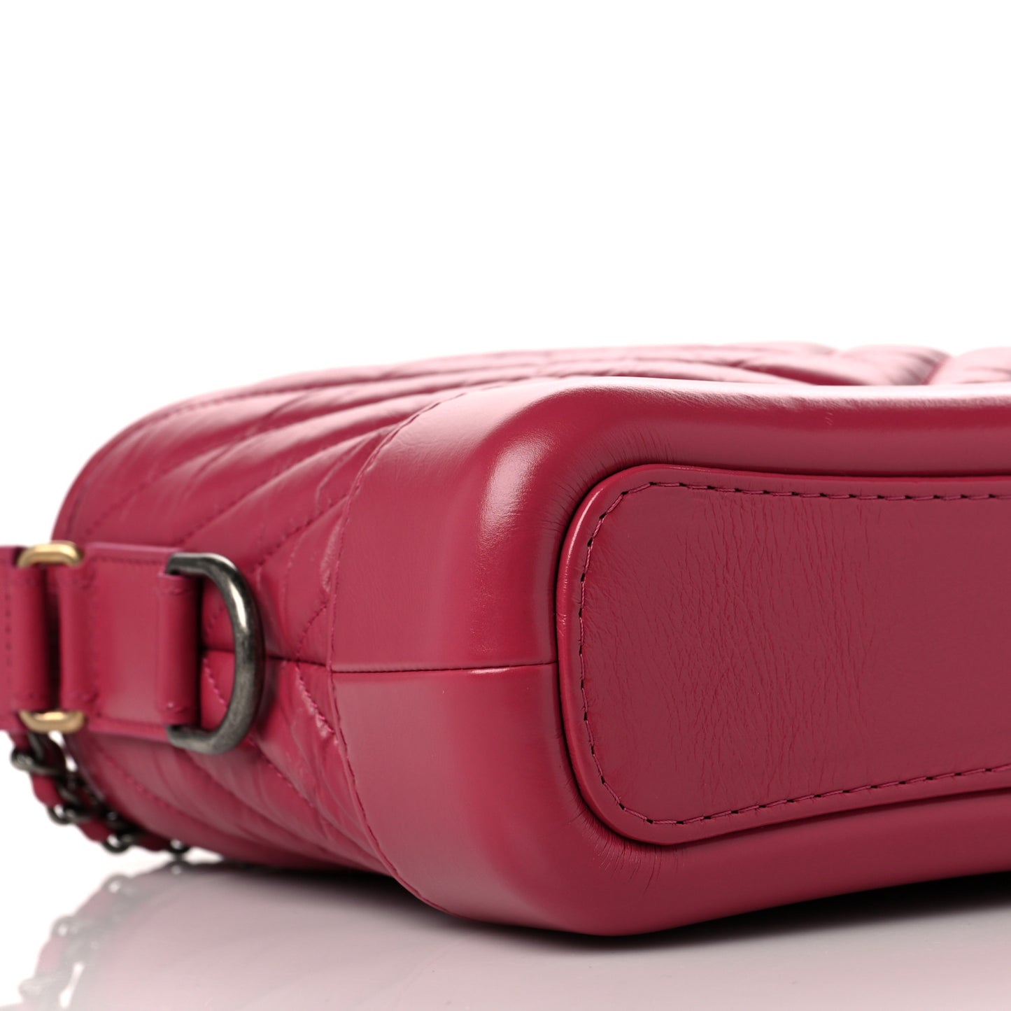 Aged Calfskin Chevron Quilted Small Gabrielle Hobo Dark Pink