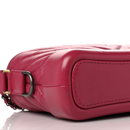 Chanel Aged Calfskin Chevron Quilted Small Gabrielle Hobo Dark Pink 7 of 8
