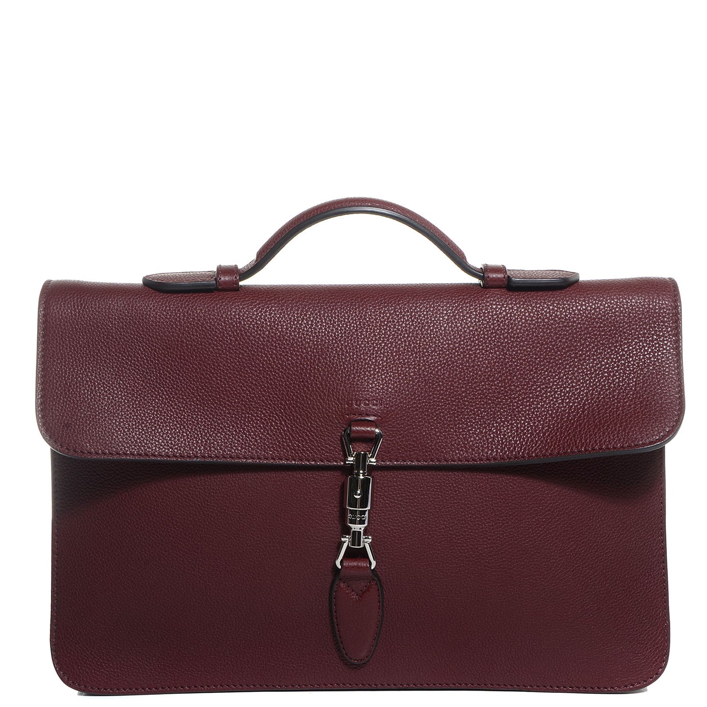 Leather Jackie Briefcase Top Handle Burgundy