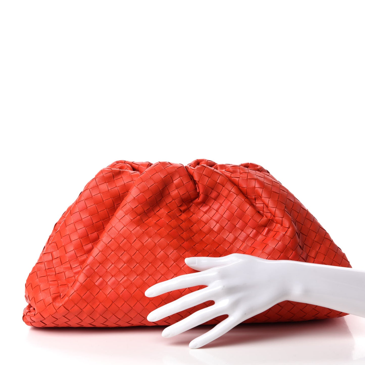 Nappa Maxi Intrecciato The Pouch Oversized Clutch Bright Red