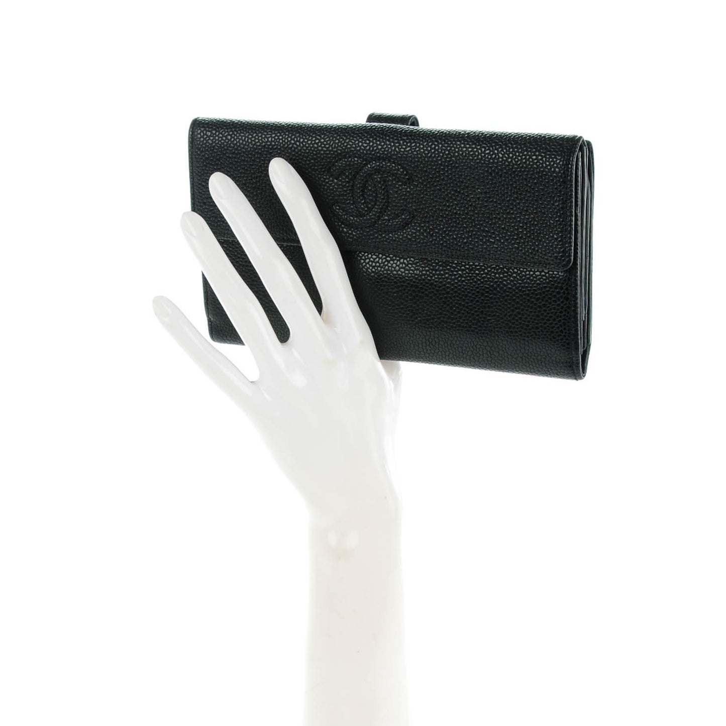 Caviar CC Long Flap Wallet Black