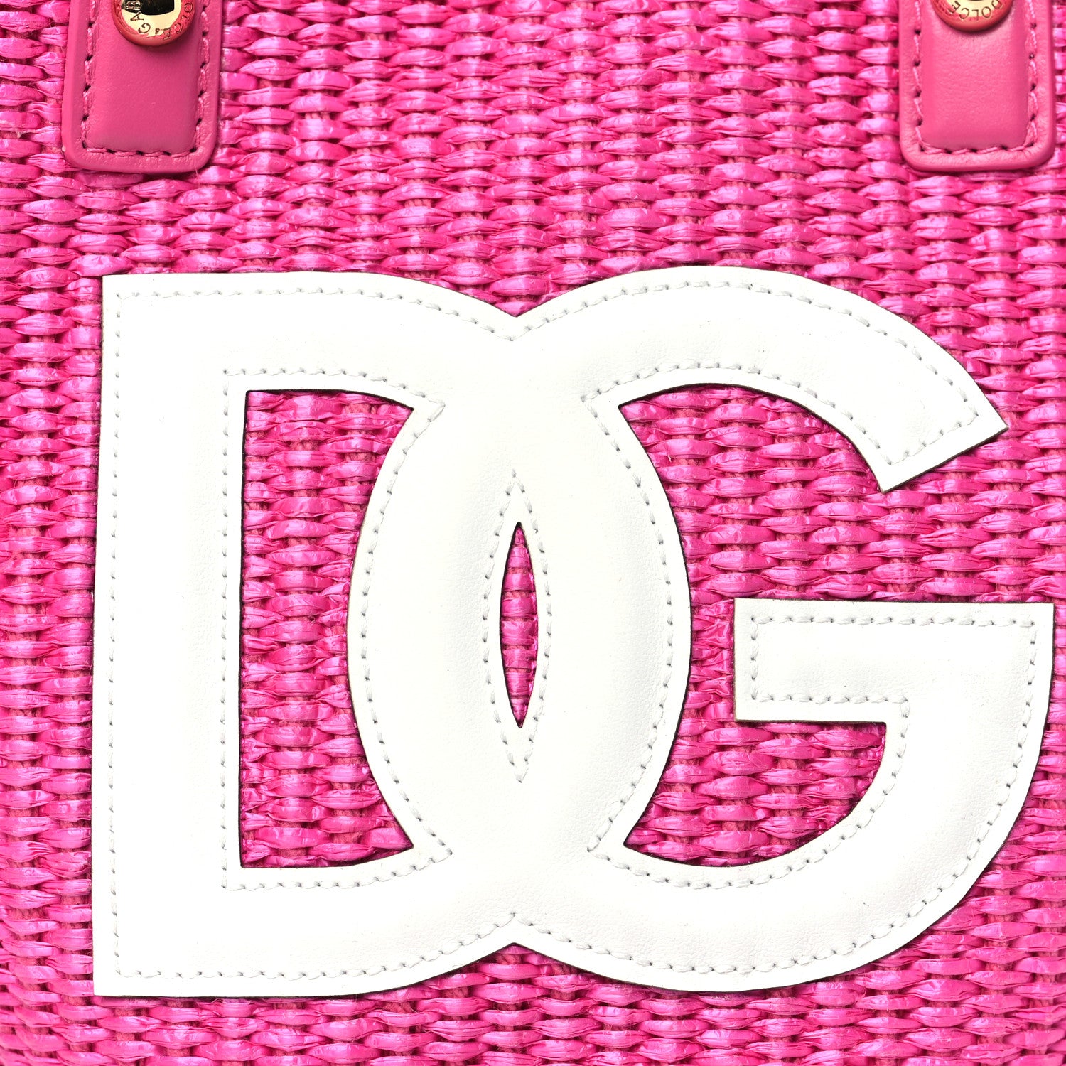 Dolce & Gabbana Woven Raffia Logo Tote Fuchsia 7 of 9
