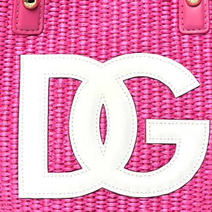 Dolce & Gabbana Woven Raffia Logo Tote Fuchsia 7 of 9