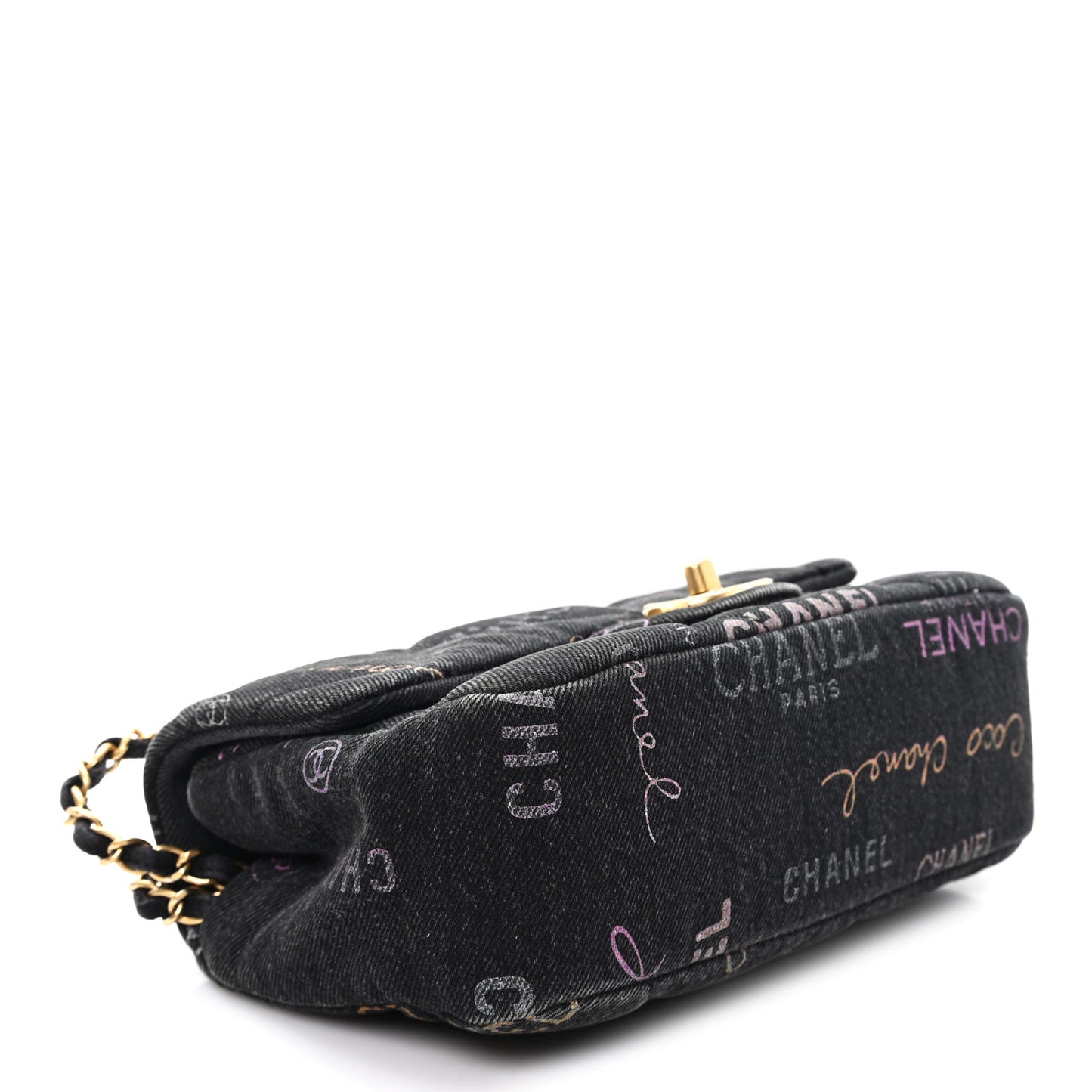 Denim Quilted Denim Mood Mini Rectangular Flap Black Multicolor