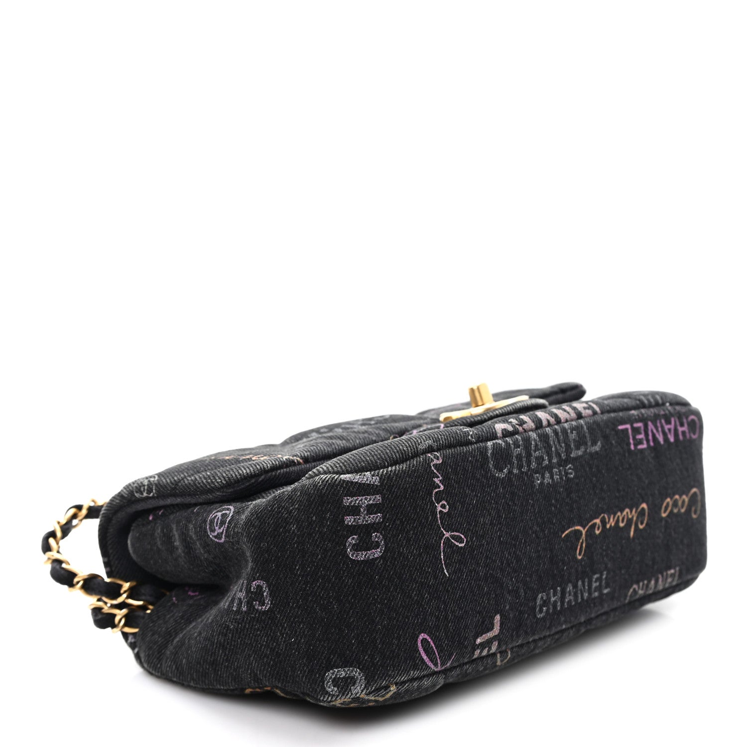 Chanel Denim Quilted Denim Mood Mini Rectangular Flap Black Multicolor 3 of 10