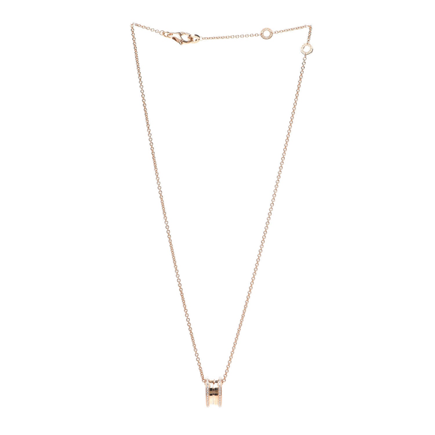 Bulgari 18K Rose Gold Diamond B.Zero1 Pendant Necklace 3 of 7