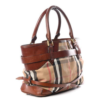 Burberry House Check Bridle Calfskin Medium Lynher Tote Dark Tan 2 of 14