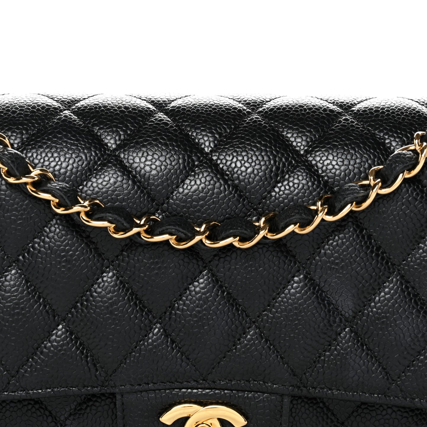 Caviar Quilted Medium Double Flap Black