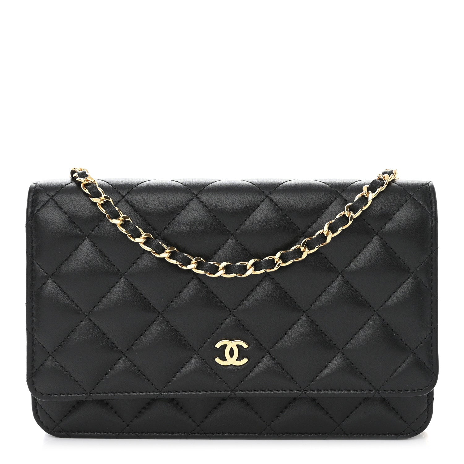 Chanel Lambskin Quilted Wallet On Chain WOC Black 1 of 12