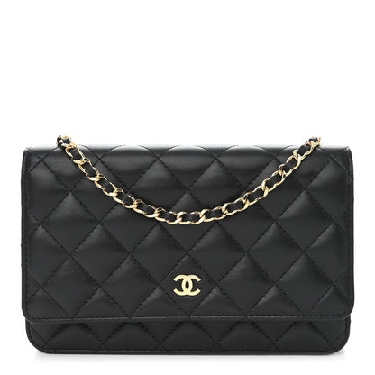 Chanel Lambskin Quilted Wallet On Chain WOC Black 1 of 12