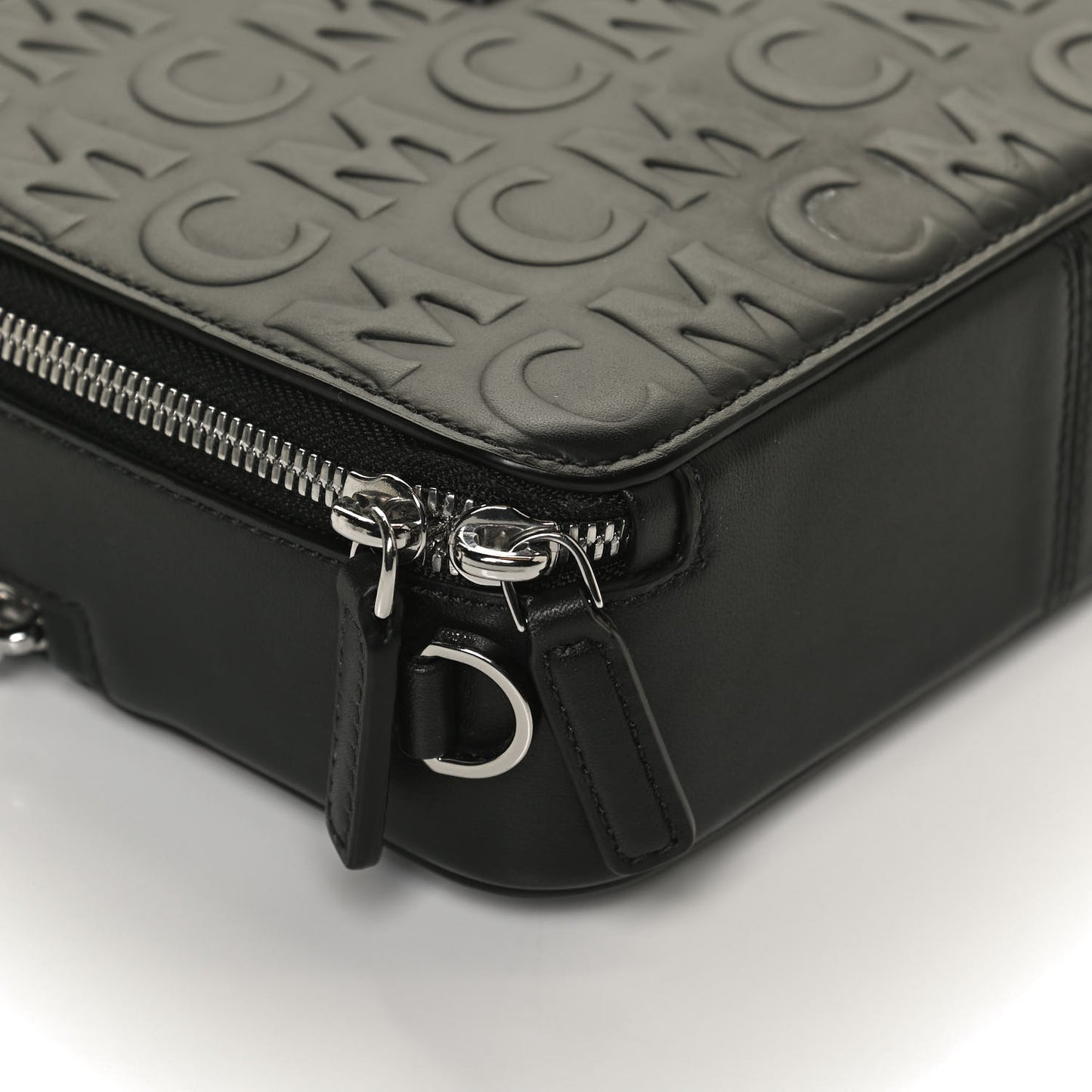 Calfskin Logo Embossed Crossbody Black
