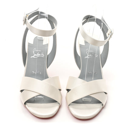 Christian Louboutin Crepe Satin Mariza 85 Sandals 41 Ivory 2 of 10