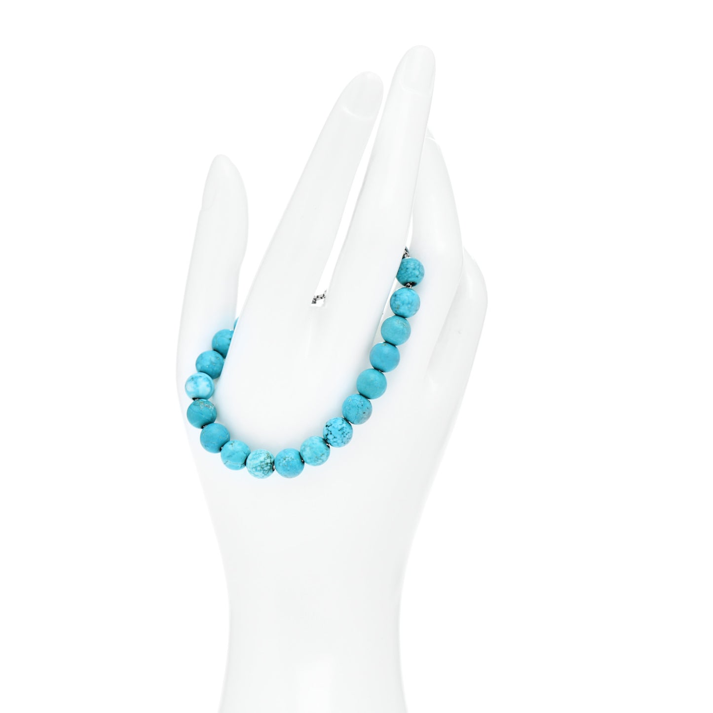 Sterling Silver Turquoise 8mm Spiritual Beads Adjustable Bracelet