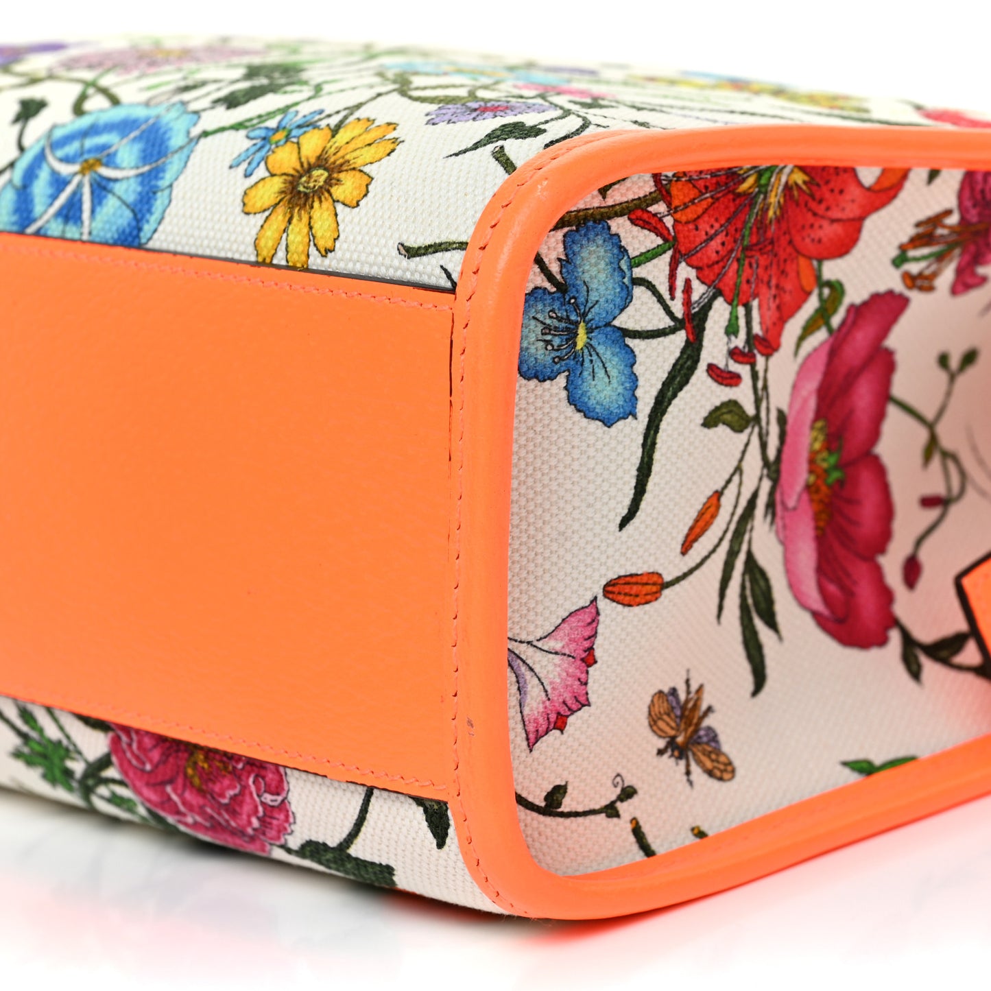 Canvas Medium Flora Tote White Multicolor Orange Fluo