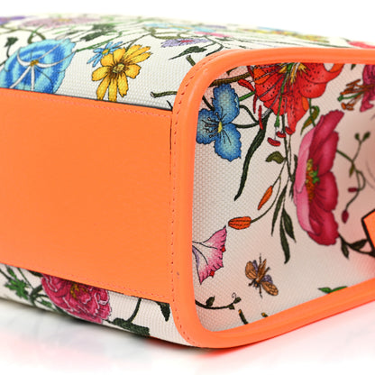 Gucci Canvas Medium Flora Tote White Multicolor Orange Fluo 8 of 13