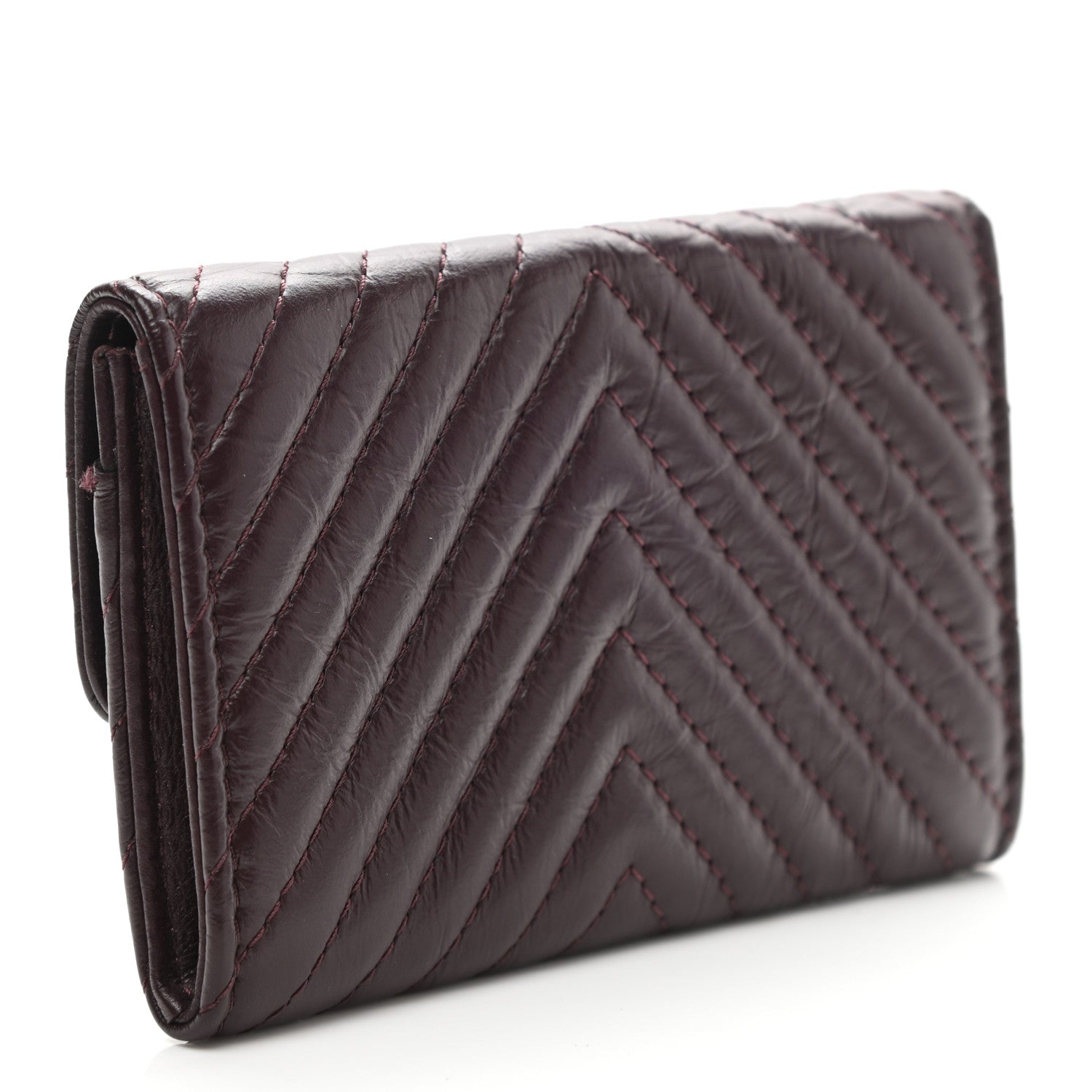 Chanel Aged Calfskin Chevron Quilted Small Reissue Flap Wallet Burgundy 3 of 9