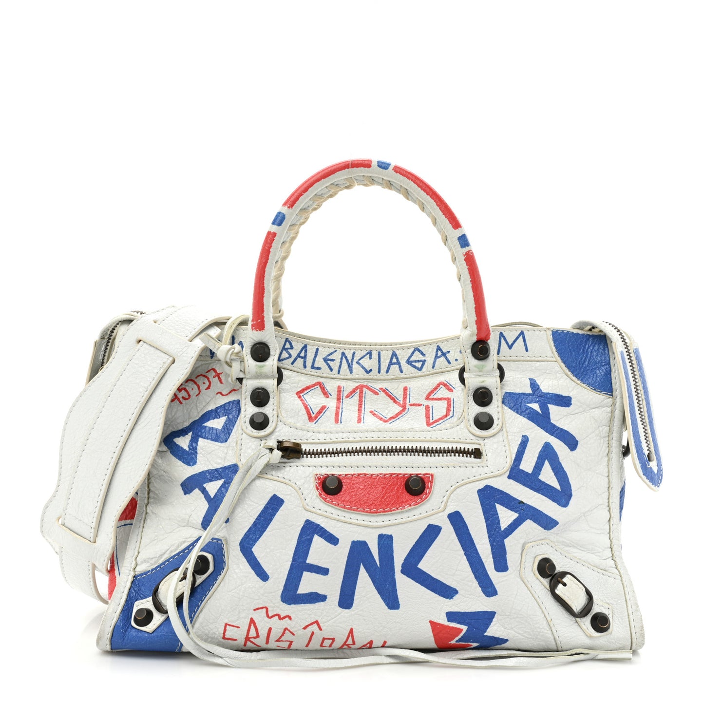 Agneau Graffiti All Over Classic Hardware S City White Bleu Rouge