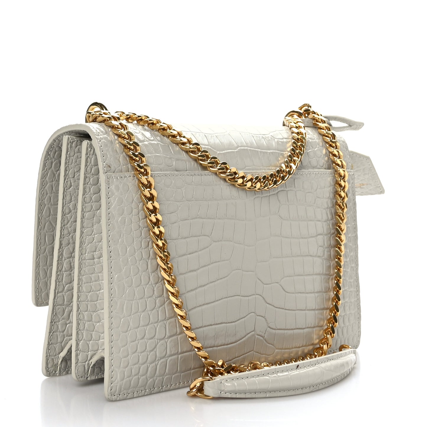 Calfskin Crocodile Embossed Medium Monogram Sunset Blanc Vintage