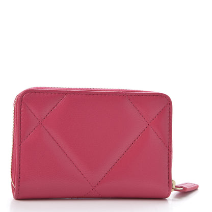 Chanel Goatskin Quilted 19 Zip Around Coin Purse Wallet Dark Pink 2 of 9