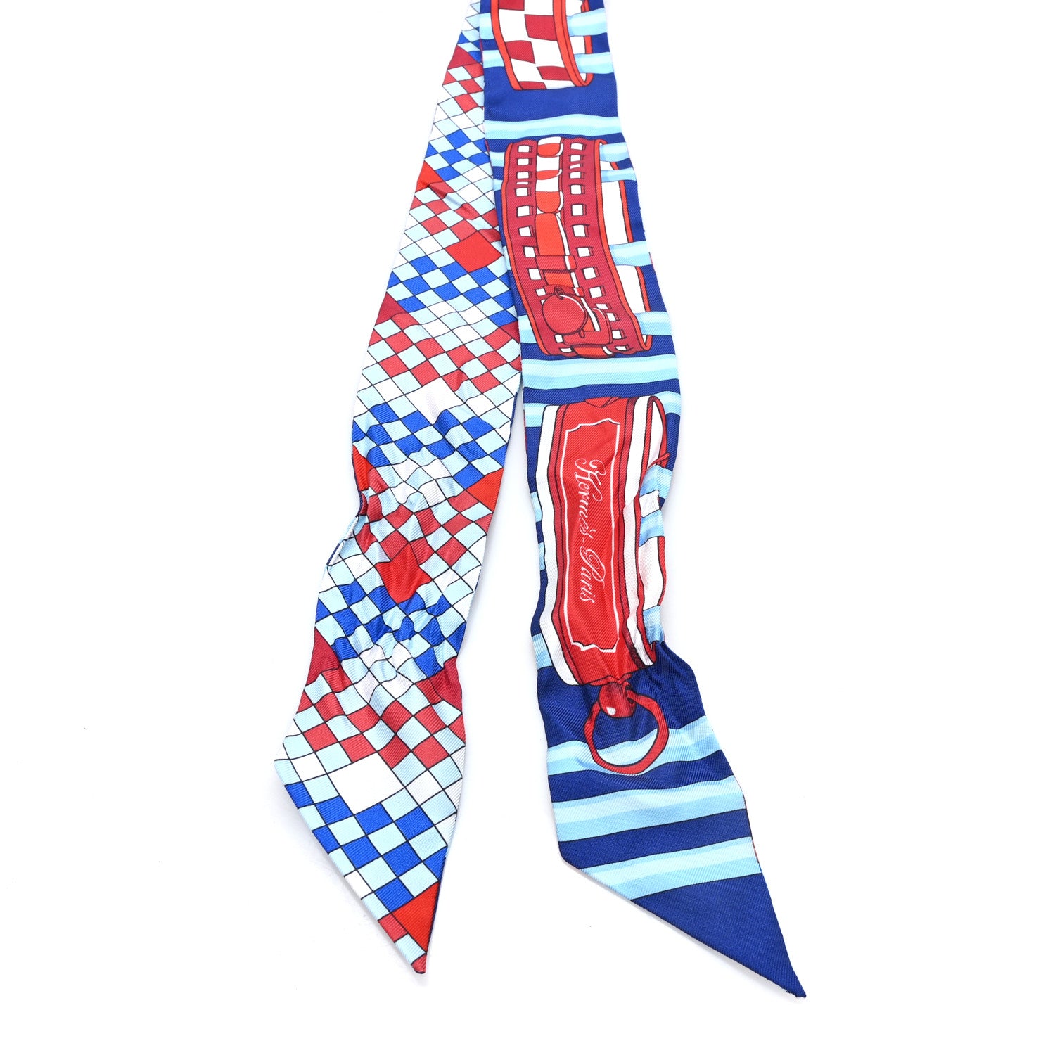 Hermes Silk Colliers de Chiens Remix Twilly Marine Rouge White 2 of 3