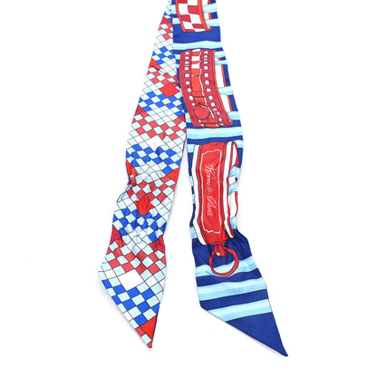 Hermes Silk Colliers de Chiens Remix Twilly Marine Rouge White 2 of 3