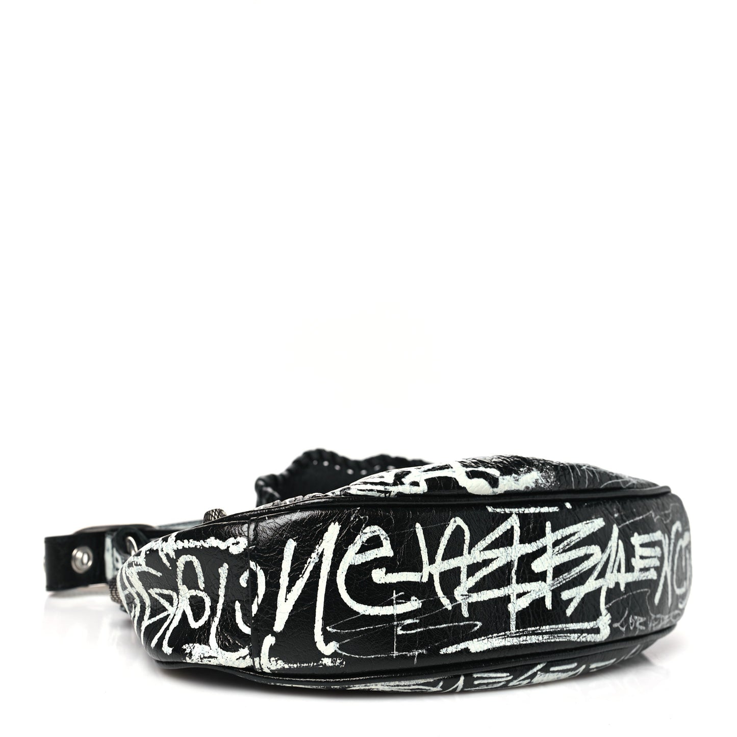 Agneau Arena Graffiti Small Le Cagole Shoulder Bag Black White