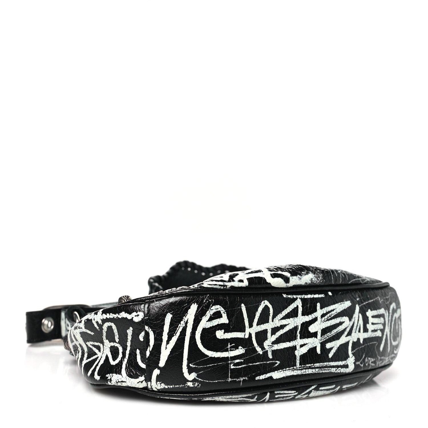 Balenciaga Agneau Arena Graffiti Small Le Cagole Shoulder Bag Black White 5 of 11