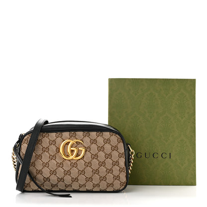 Gucci Monogram Matelasse Diagonal Small GG Marmont Chain Shoulder Bag Beige Black 11 of 11