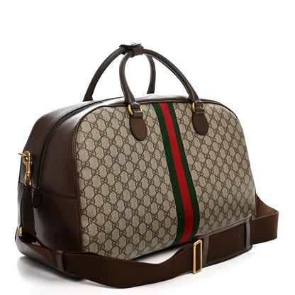 Gucci GG Supreme Monogram Textured Dollar Calfskin Web Large Savoy Bowling Bag Beige Ebony New Acero 2 of 14
