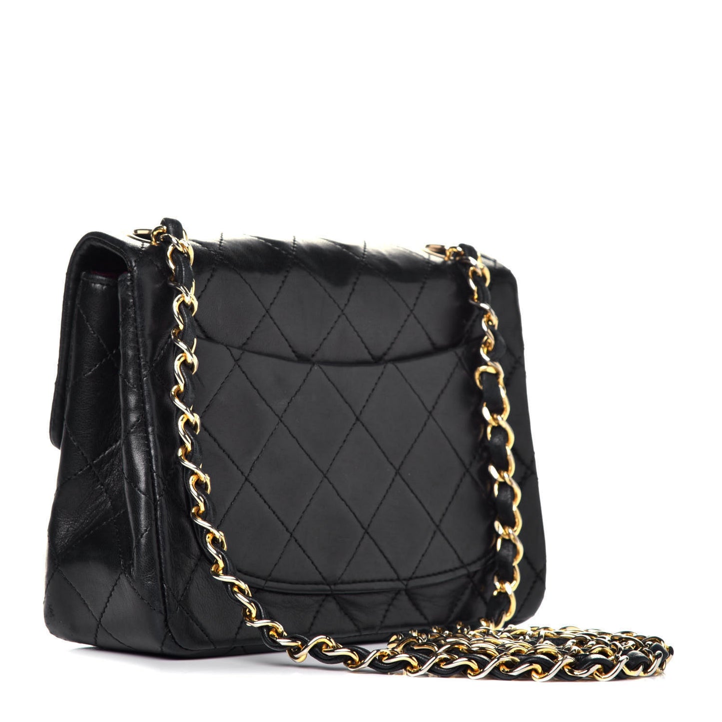 Lambskin Quilted Mini Square Flap Black