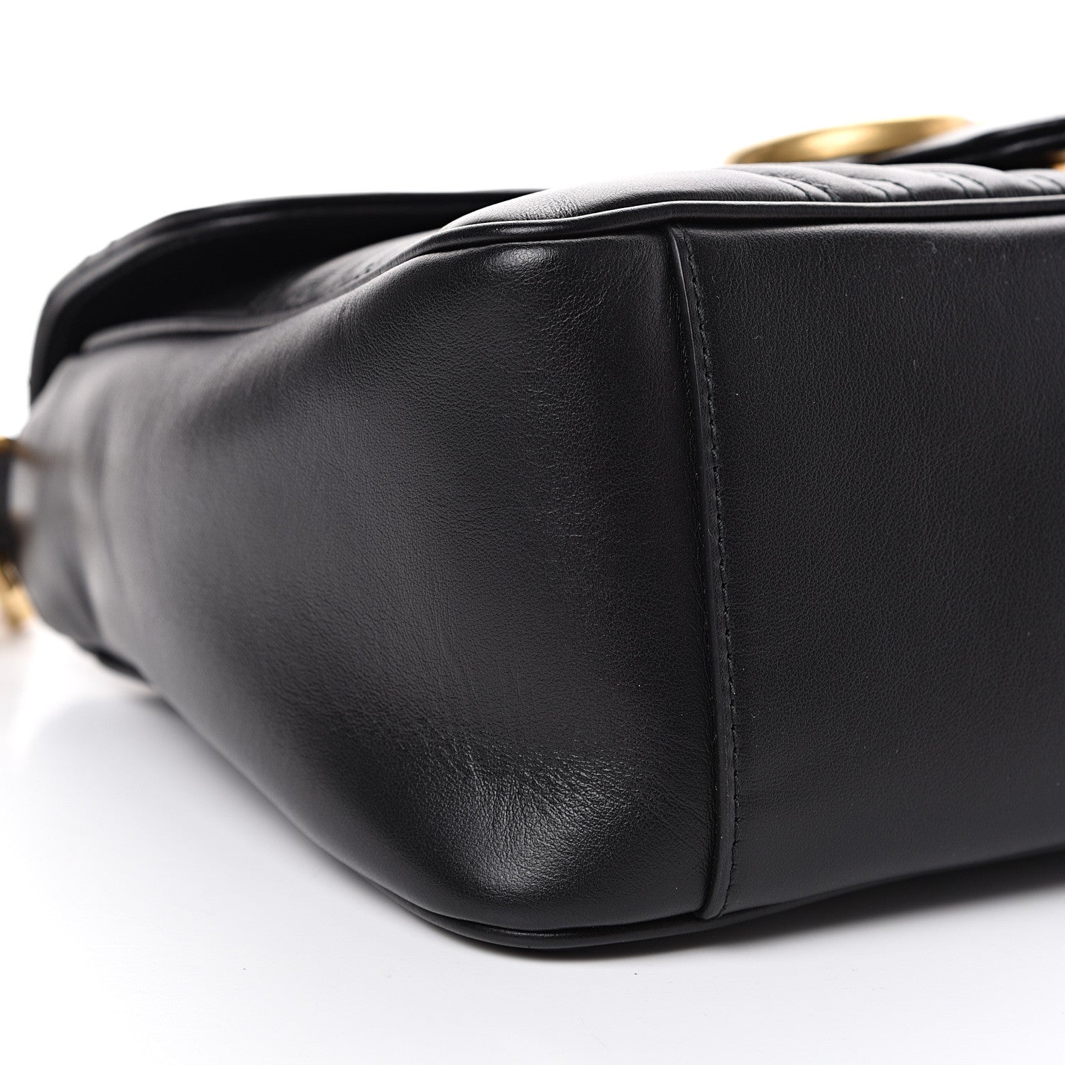 Gucci Calfskin Matelasse Small GG Marmont Top Handle Shoulder Bag Black 10 of 11