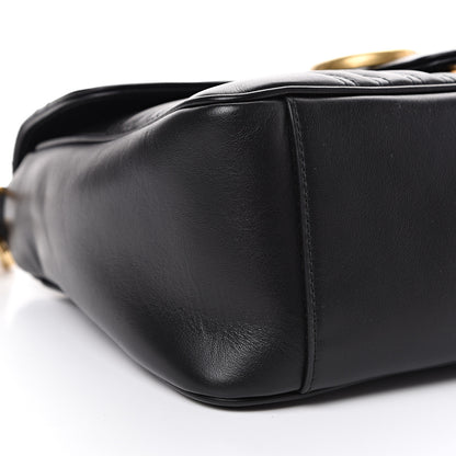 Gucci Calfskin Matelasse Small GG Marmont Top Handle Shoulder Bag Black 10 of 11