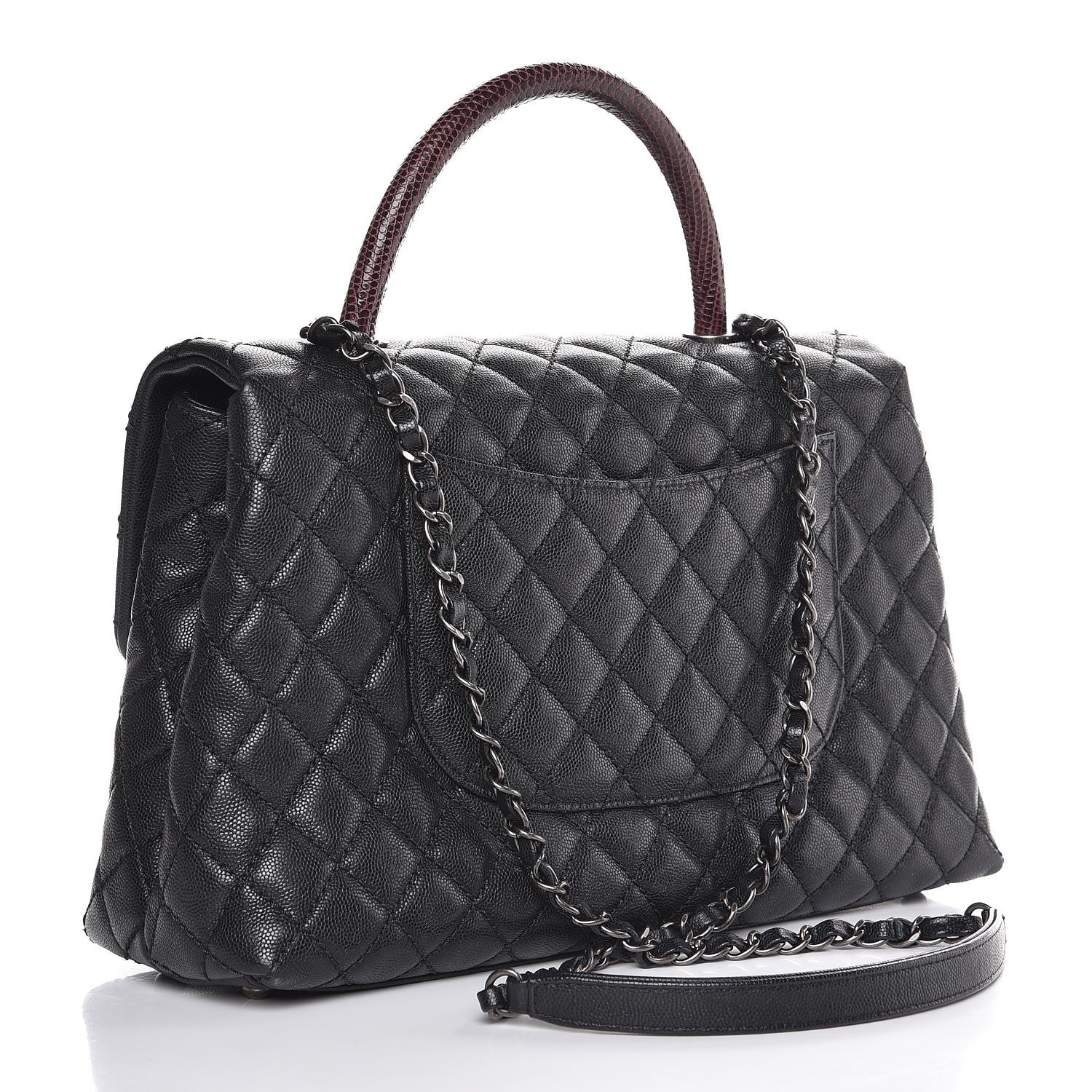 Chanel Caviar Lizard Quilted Medium Coco Handle Flap Black 3 of 7