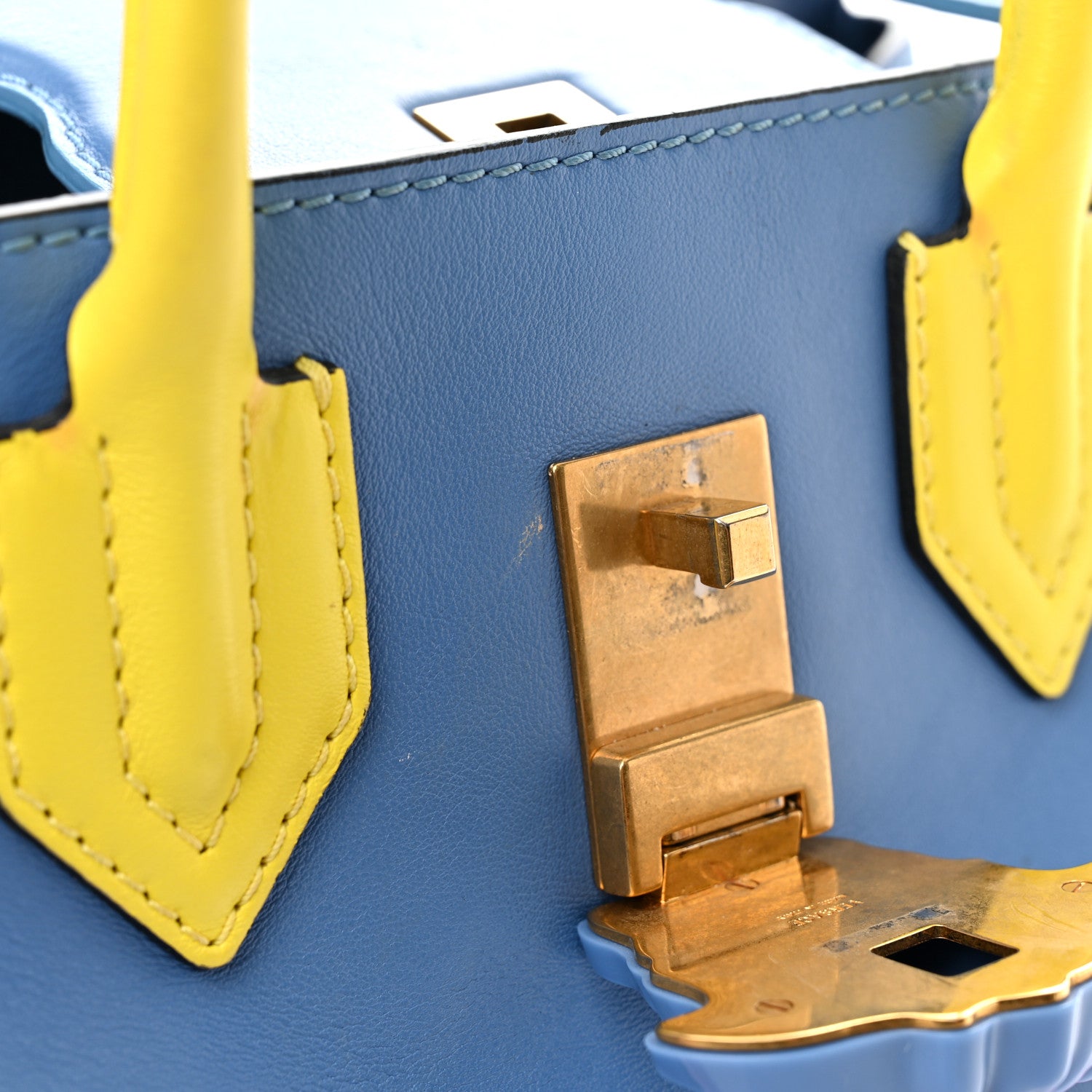 Versace Calfskin Medium Palazzo Empire Bag Blue Pink Yellow 13 of 17
