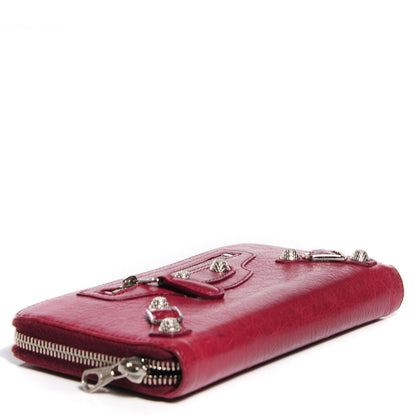 Balenciaga Agneau Giant 12 Silver Hardware Continental Zip Around Wallet Cassis 4 of 10